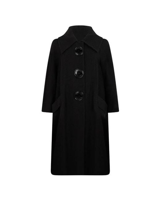 Moschino Black Elegant Logo-Button Flared-Sleeve Coat