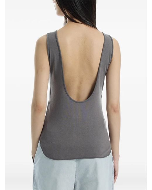 determ Gray Ribbed Scoop-Neck Tank Top