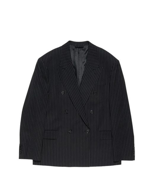 Acne Blue Pinstripe Double-Breasted Jacket for men