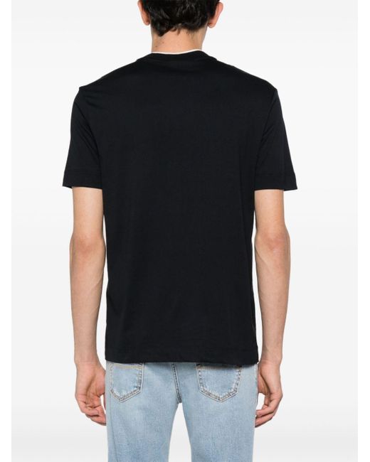 Emporio Armani Black Logo-rubberised Cotton T-shirt for men