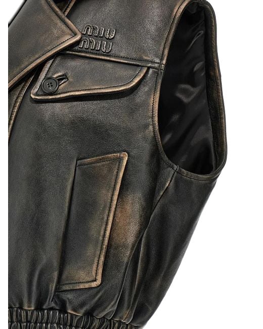 Veste De Moto Sans Manches Miu Miu en coloris Black