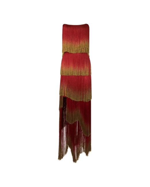 Gemy Maalouf Red Strapless Midi Dress