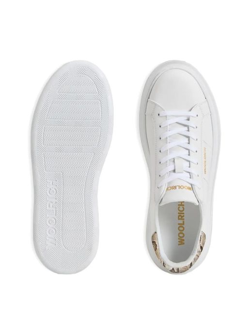 Woolrich White W's Chunky Court Lace-Up Sneakers