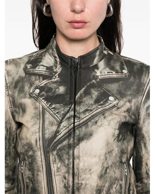 DIESEL Brown L-Uxure Zip-Fastening Leather Jacket