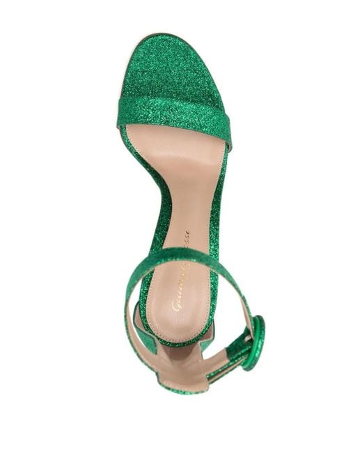 Gianvito Rossi Green Portofino Starlight Leather High Heel Sandals