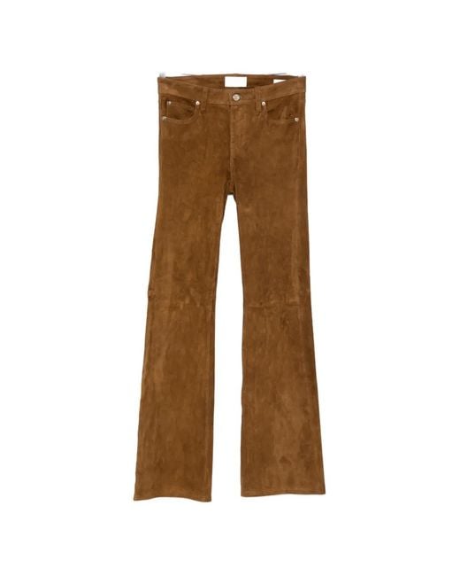 FRAME Brown The Rodeo Suede Flared Trousers