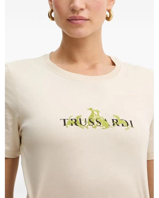 Trussardi Blue Logo-Embroidered T-Shirt