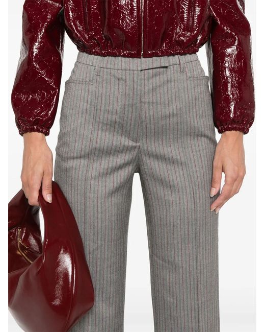 Remain Gray Herringbone-Pattern Striped Trousers