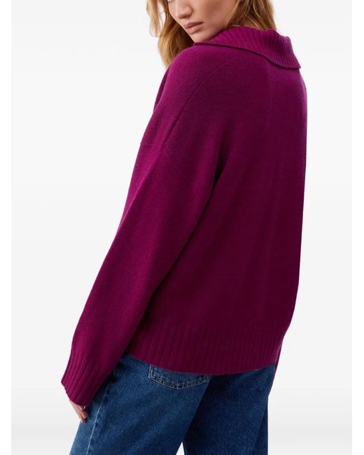 Liu Jo Purple V-Neck Collared Jumper