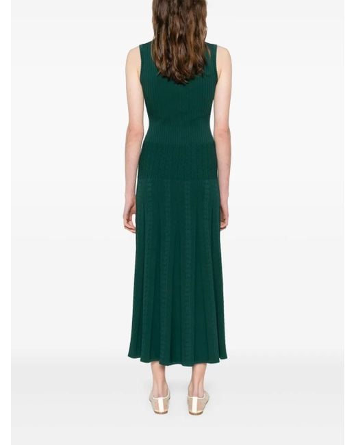 Sandro Green Cable-Knit Maxi Dress