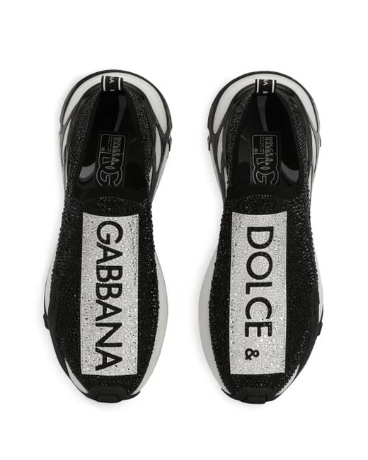 Dolce & Gabbana Black Fast Rhinestone-Embellished Sneakers for men