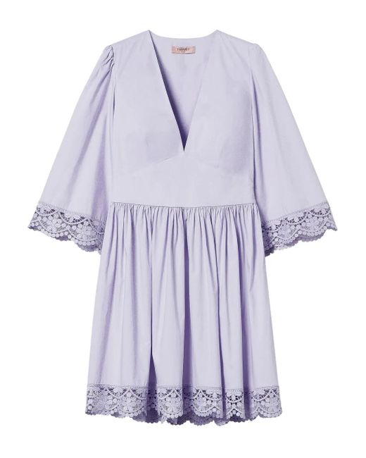 Twinset Purple Skaterkleid Mit Spitzenbesatz