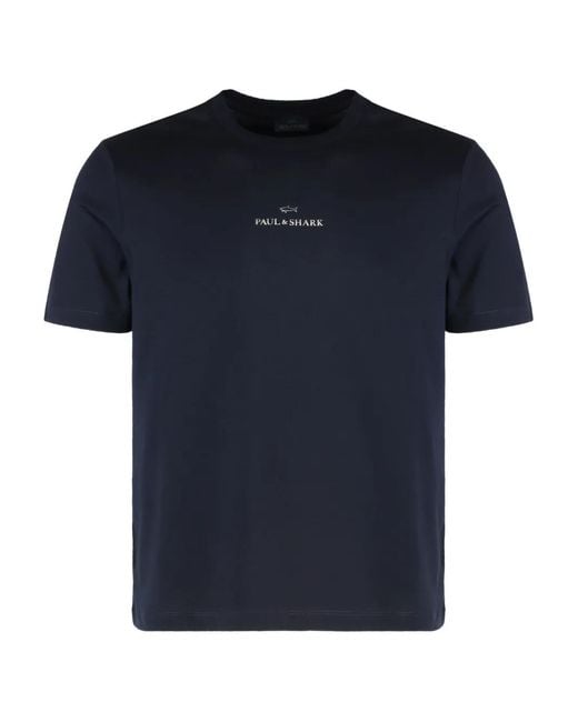 Paul & Shark Blue Logo-Detail Cotton T-Shirt for men