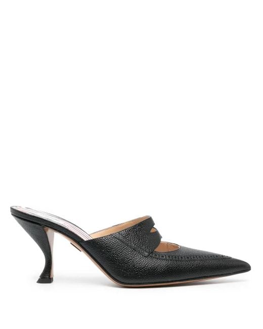 Thom Browne Black 75Mm Cut-Out Leather Mules