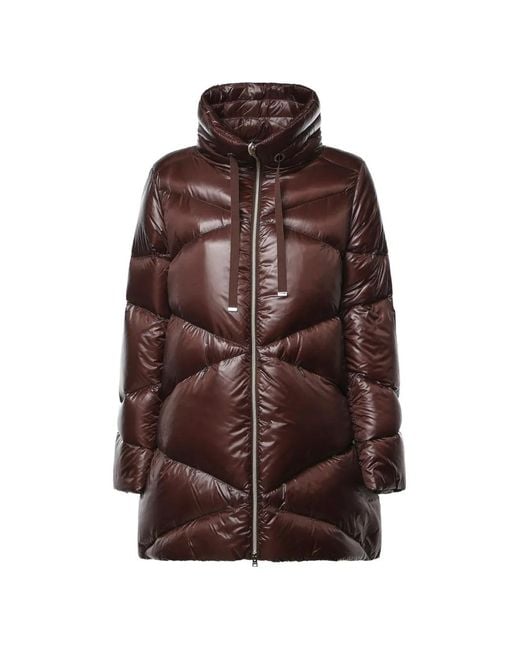 Herno Brown Quilted Hooded Coat