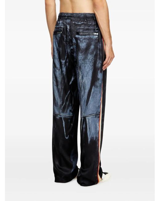 DIESEL Blue P-Thecks Side-Stripe Trousers for men