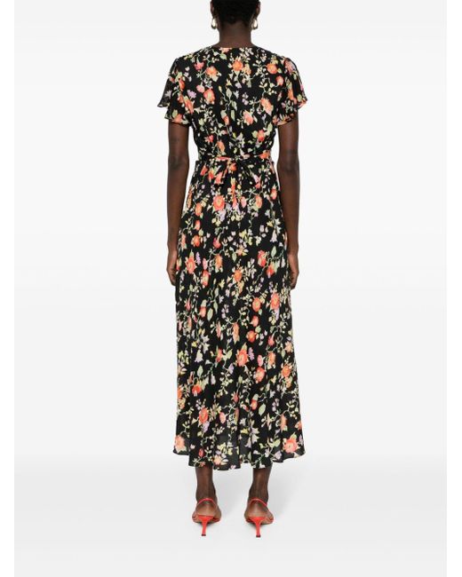 Rixo Black Florida Kleid mit Blumen-Print