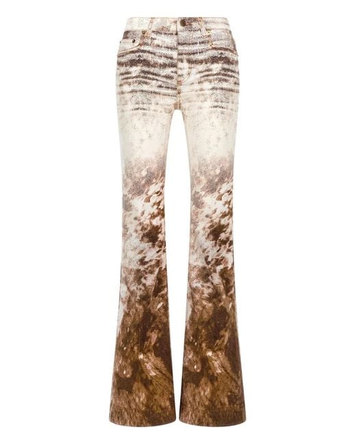 Roberto Cavalli Natural Appaloosa-Print Jeans