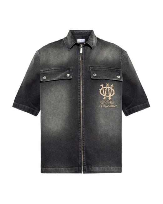 Off-White c/o Virgil Abloh Gray Short-Sleeved Denim Shirt for men
