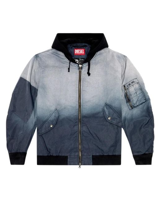 DIESEL Blue J-Common Hooded Bomber Jacket for men