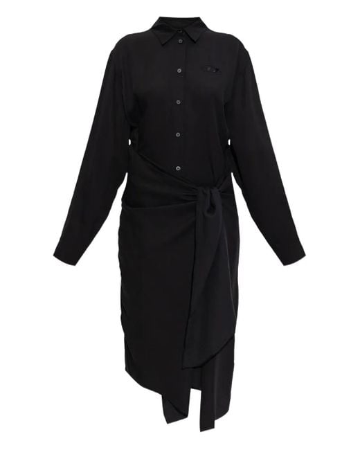 DIESEL D-Iletta Midi-Jurk Met Knopen En Geknoopt Detail in het Black