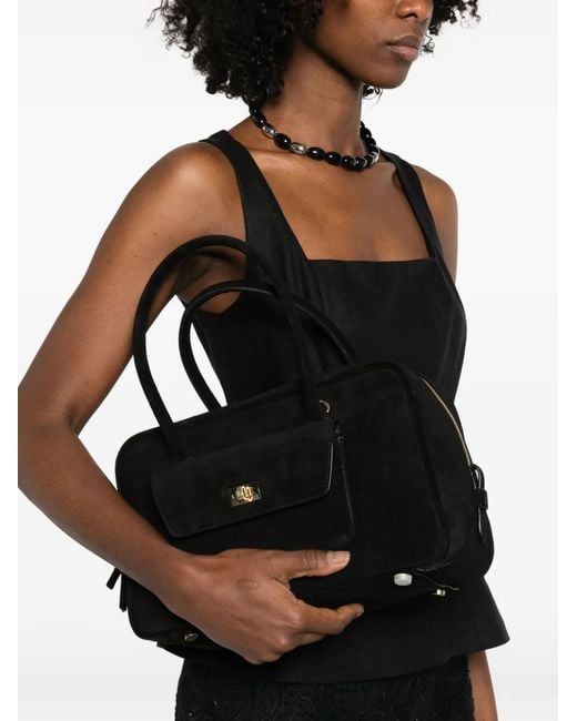 Sandro Black Ezmeh Suede Tote Bag
