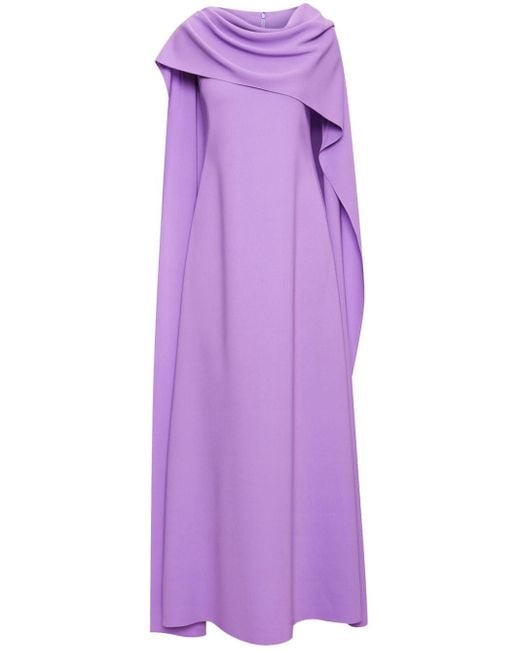 Oscar de la Renta Purple Draped Cape Gown