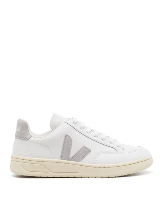 Veja White V-12 Leather Sneakers
