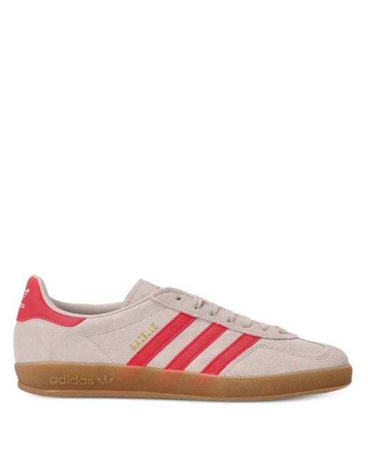 Adidas Pink Three-Stripe Leather Low-Top Sneakers