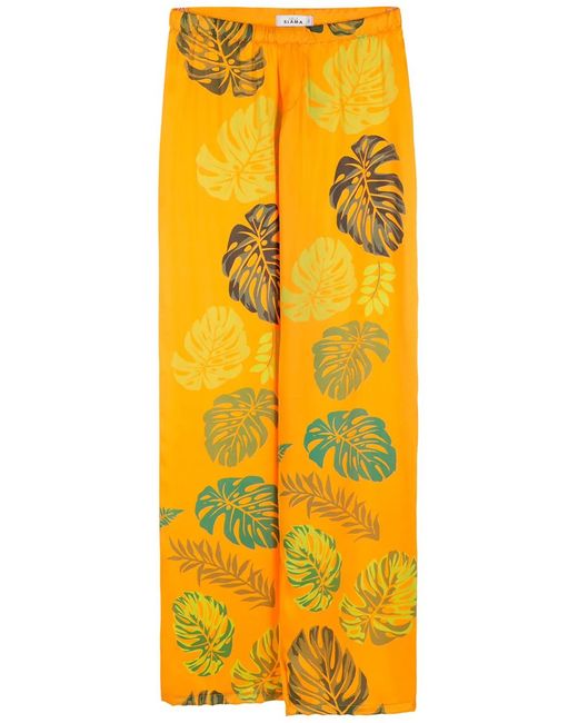 Amir Slama Yellow Pantalon Droit À Imprimé Végétal