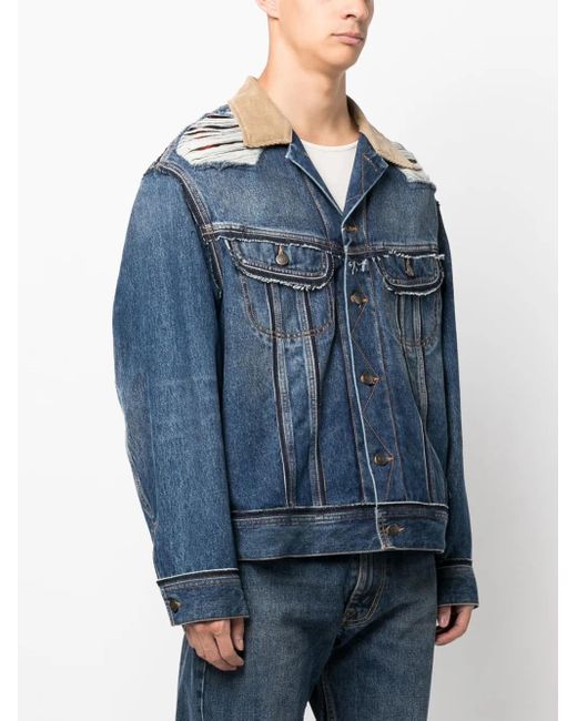 Maison Margiela Blue X Pendleton Distressed Denim Jacket