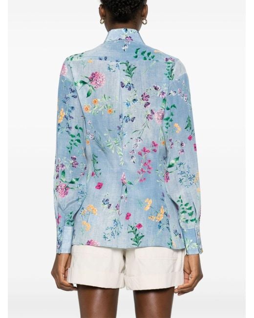 Camisa con estampado floral Ermanno Scervino de color Blue
