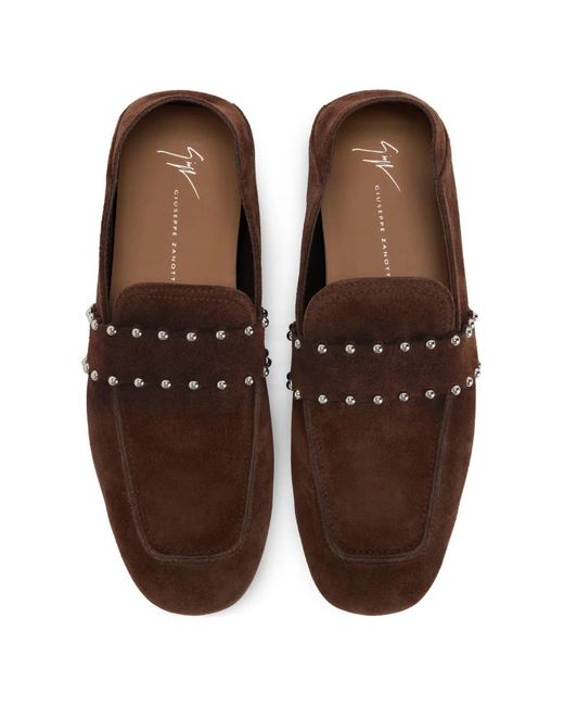 Giuseppe Zanotti Brown Rupert Studded-Embellishment Loafers for men