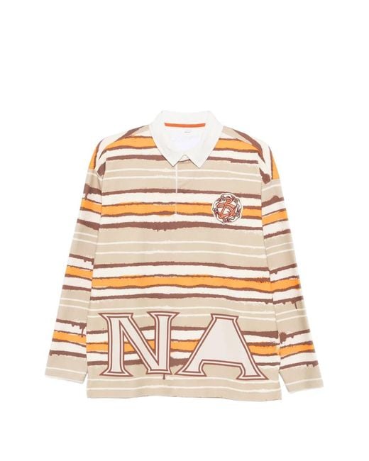 Napapijri White Striped Logo Polo Shirt for men