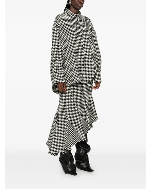 The Attico Gray Houndstooth-Pattern Oversized Jacket