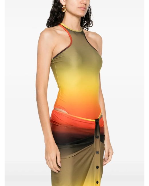 The Attico Yellow Ombré-Effect Swim Suit