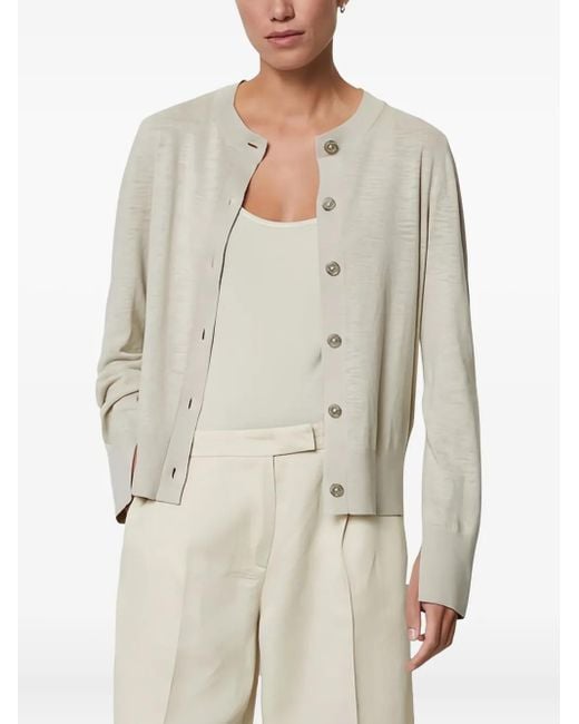 Marc O' Polo White Button-Up Knitted Cardigan