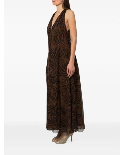 Max Mara Brown Zebra-Print Maxi Dress
