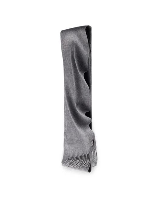 Prada Gray Logo-Patch Scarf for men
