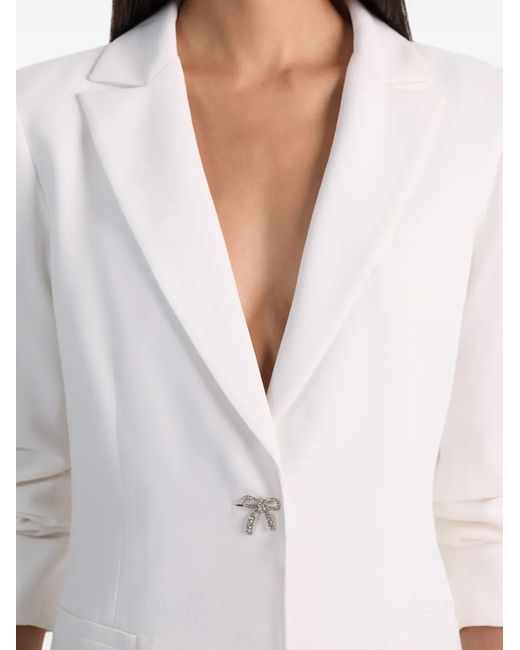 Alice + Olivia White Shawn Bow Blazer Mini Dress