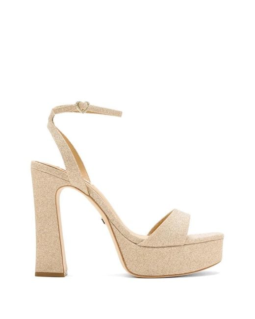 Badgley Mischka White Caia Platform-Sole Sandals