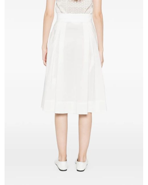 Herno White Pleated Midi Skirt