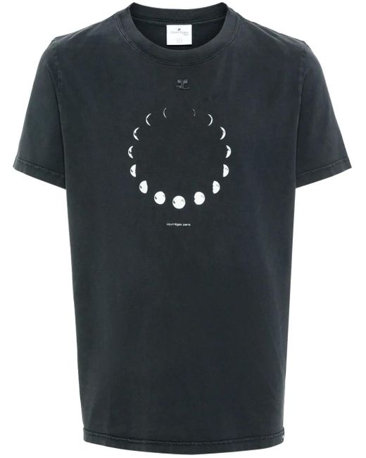 Courreges Black Logo-Patch Cotton T-Shirt for men