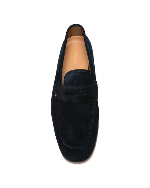 SERGIO MORETTI FIRENZE Black Suede Penny Slot Loafers for men