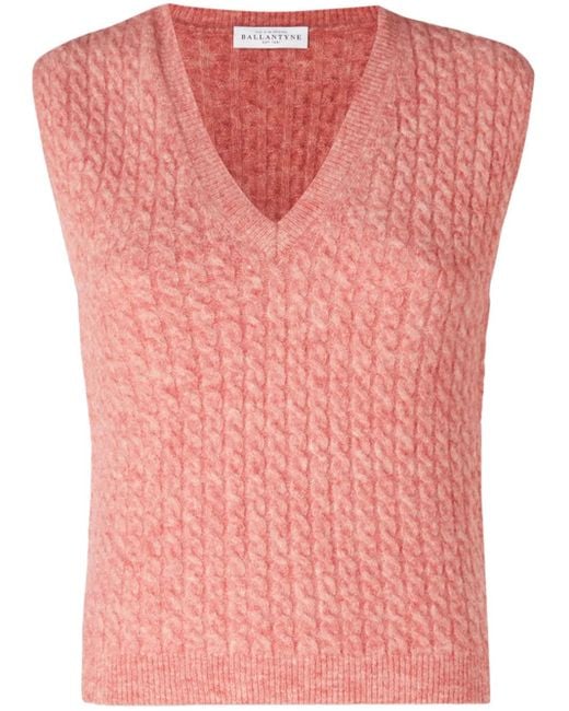 Ballantyne Pink Cable-Knit Vest