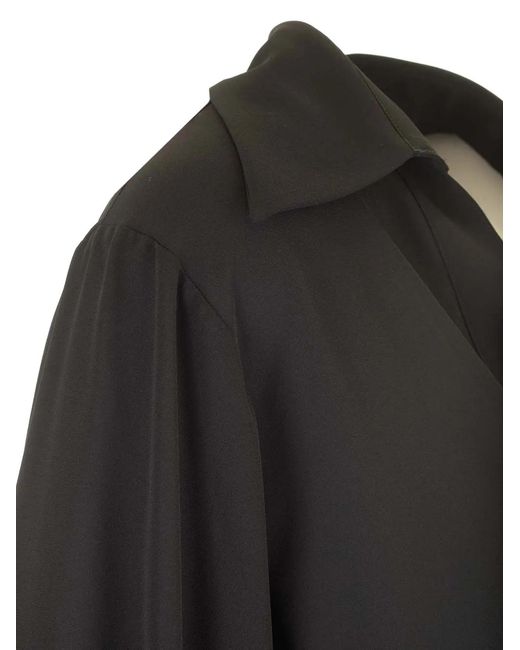 Al Duca D'aosta Black V-Neck Long-Sleeve Top