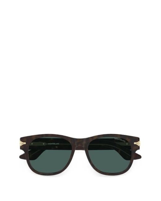 Montblanc Black Tortoiseshell-Effect Square-Frame Foldable Sunglasses for men
