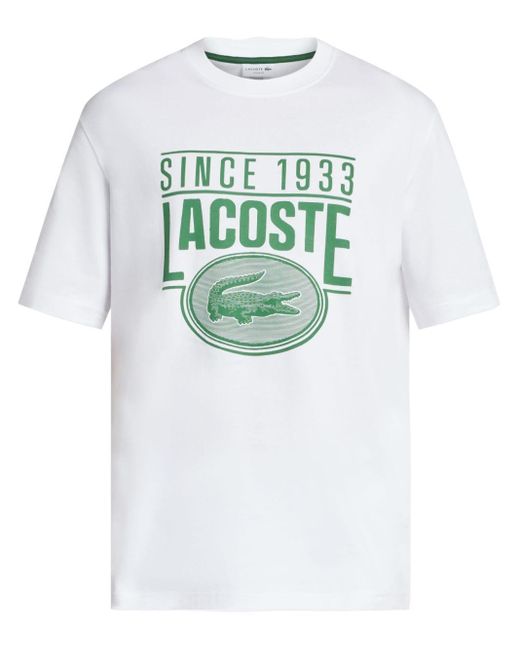 T-shirt en coton biologique à logo imprimé Lacoste pour homme en coloris Gray