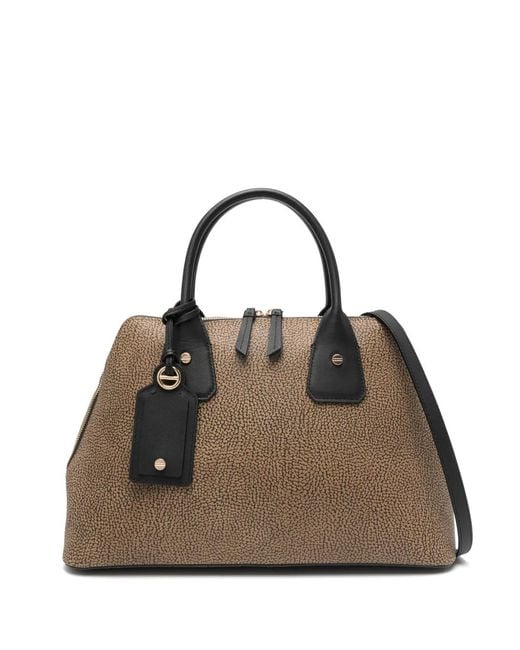 Borbonese Metallic Textured Top-Handle Tote Bag