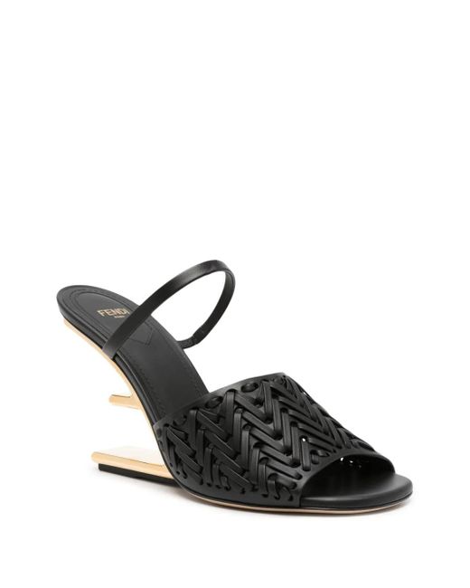 Fendi Black Heeled Mules